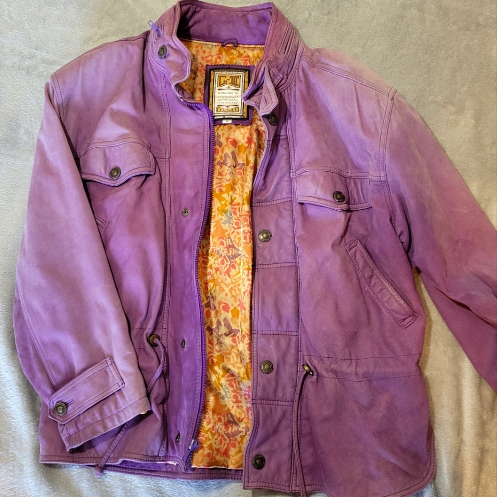 RARE VINTAGE Global Identity Purple Leather G-III Medium Jacket